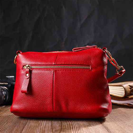 Жіноча яскрава сумка через плече з натуральної шкіри 22136 Vintage Червона Київ