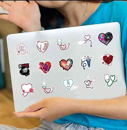 Набор наклеек со стетоскопами и сердцами, 50 шт Киев