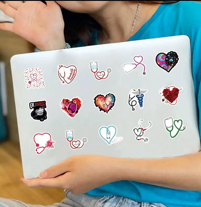 Набор наклеек со стетоскопами и сердцами, 50 шт Киев - изображение 5