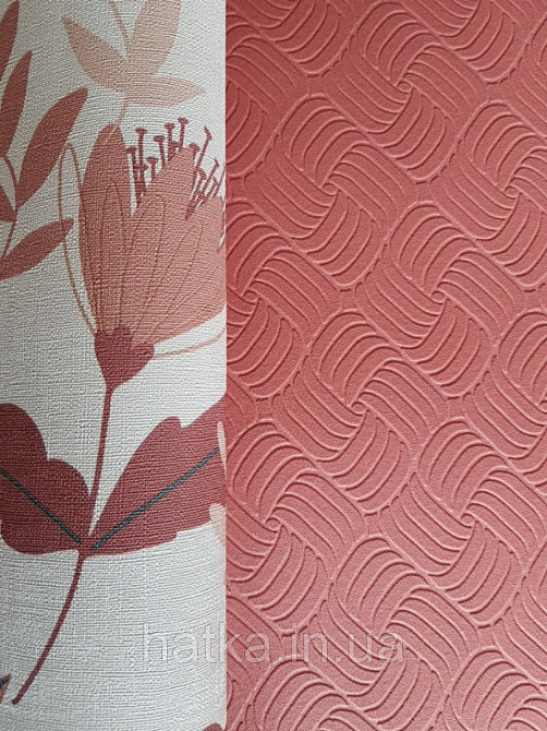 Шпалери вінілові Lutece Melody 51197320 геометрія смуги фігури структурні червоно-бордові Київ - фото 1