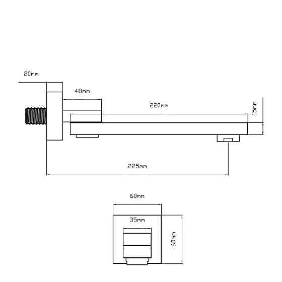 Вилив для систем прихованого монтажу Qtap Vytok 200 мм прямокутний QTVYT246CRM45936 Chrome Київ