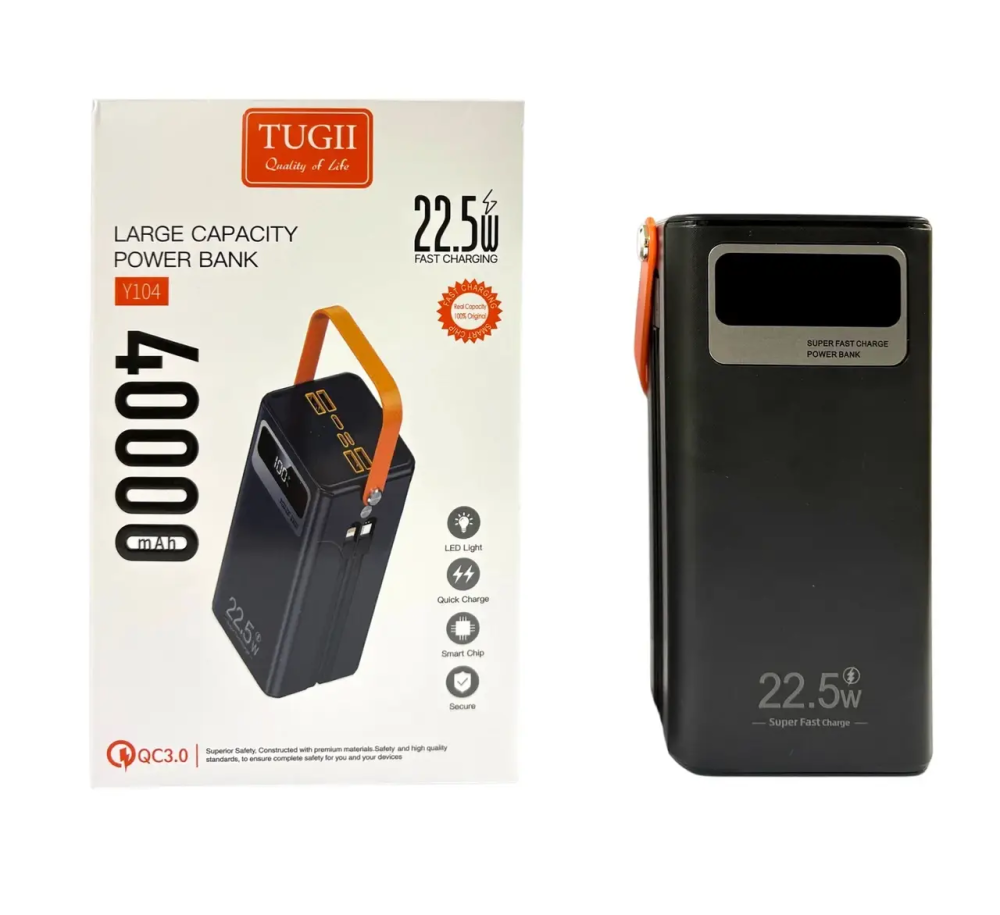 Power Bank TUGII Y104 40000 мАг, 22.5Вт, зовнішній акумулятор, швидка зарядка, USB/Type-C Одеса - фото 11