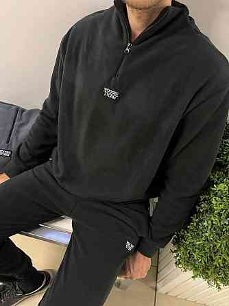 Мужской теплый костюм двойка из двухстороннего плотного флиса Черный, 46/50 Одесса