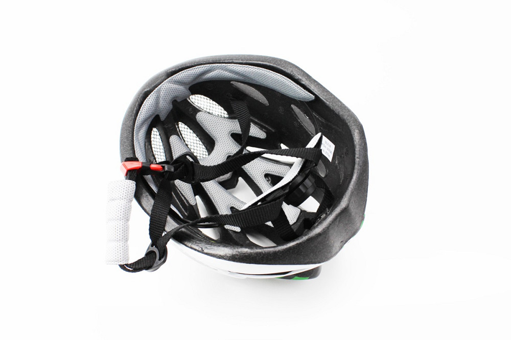 Шолом велосипедний M (54-57 см) знімний козирок, 18 вент. отворів, чорно-біло-зелений AV-01 Київ - фото 3