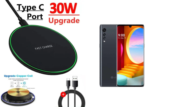 Бездротовий зарядний пристрій Copper до 30W для LG Velvet 5G LM-G900EM, USB-C, LED Київ