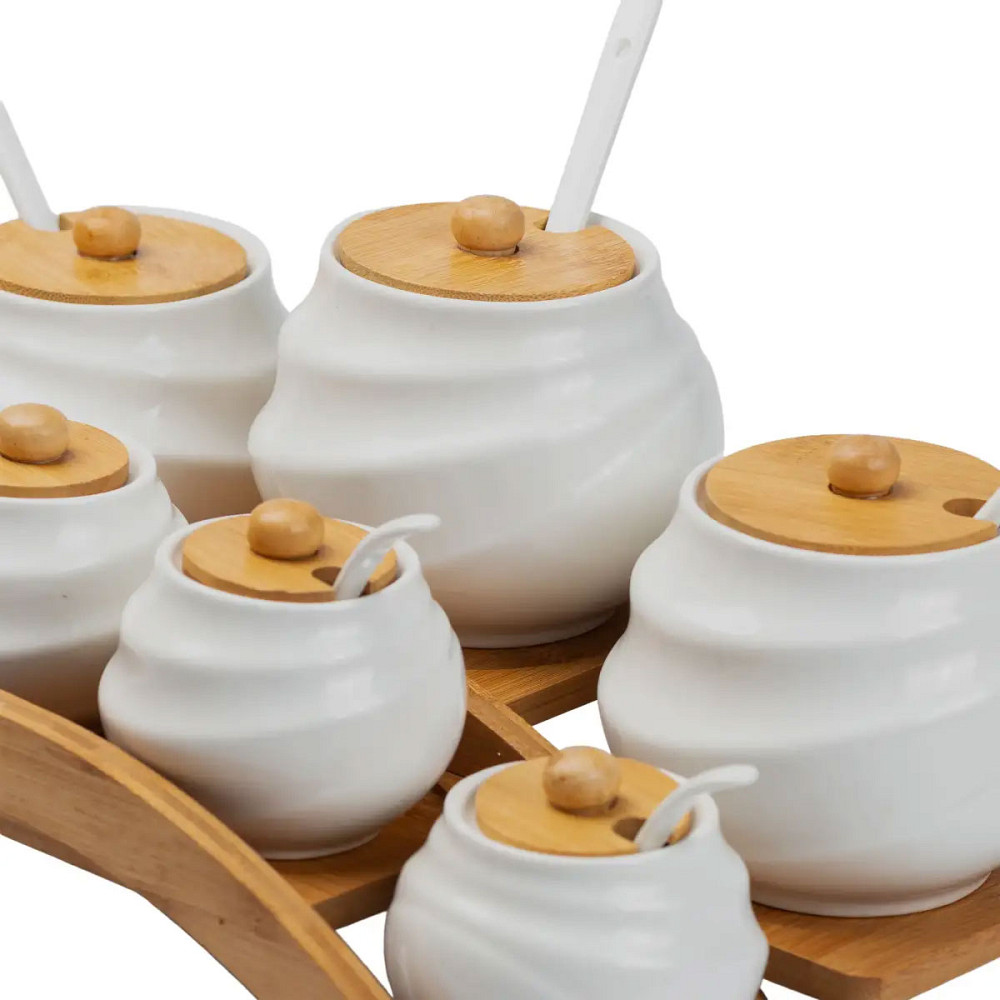 Yiwu Банки для сипучих продуктів 7 штук по 200 мл та 500 мл на бамбуковій підставці Коломыя - изображение 7