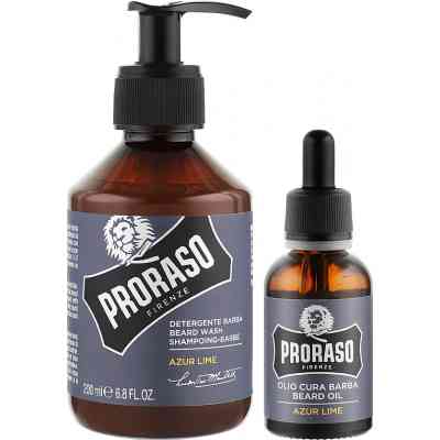 Набір косметики Proraso Azur Lime для бороди Шампунь 200 мл + Олія 30 мл (8004395007462) Вінниця