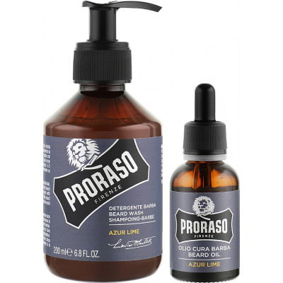 Набор косметики Proraso Azur Lime для бороды Шампунь 200 мл + Масло 30 мл (8004395007462) Винница - изображение 2