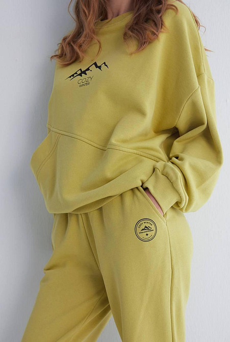 Женский прогулочный костюм двойка: кофта и штаны премиум качества футер диагональный 100% хлопок Оливка, 44 Одесса - изображение 4
