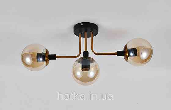 Люстра стельова на 3 плафони VALESO DX2102-3, патрон E27, Чорний+Золото Київ