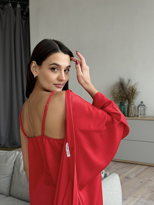 Шелковая ночная рубашка Красный XL/XXL Харьков - изображение 7