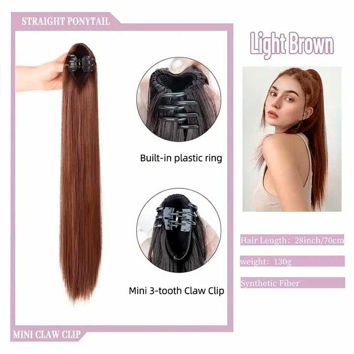 Шиньйон накладний хвіст на шпильці Didaka пряме волосся — 50 см "Шатенка" Вінниця - фото 2