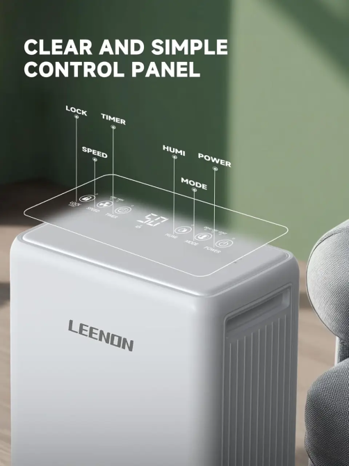 Осушувач повітря LEENON 12 л/добу PD26SA-10 з розумним сенсором вологості, сушінням білизни, блокуванням від дітей, баком 1,9 л Київ - фото 7