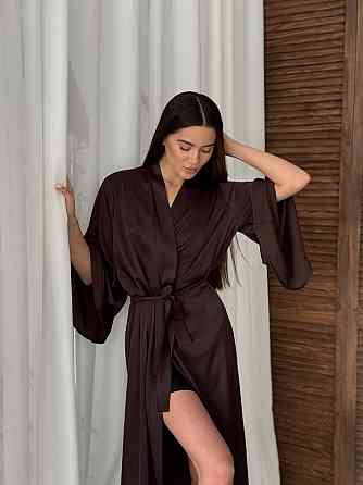 Жіночий довгий шовковий халат Брауни L/2XL Харьков
