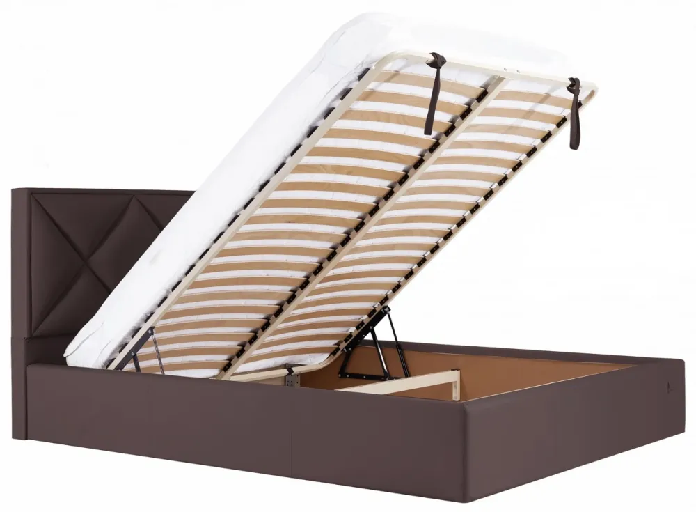 Ліжко Двоспальне Leeds VIP 160 х 200 см Fly 2231 З додатковою металевою цільнозварною рамою Темно-коричневий Київ - фото 7