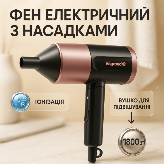 Электрический фен для профессионального использования, Портативный фен с насадками EK-31 Львов