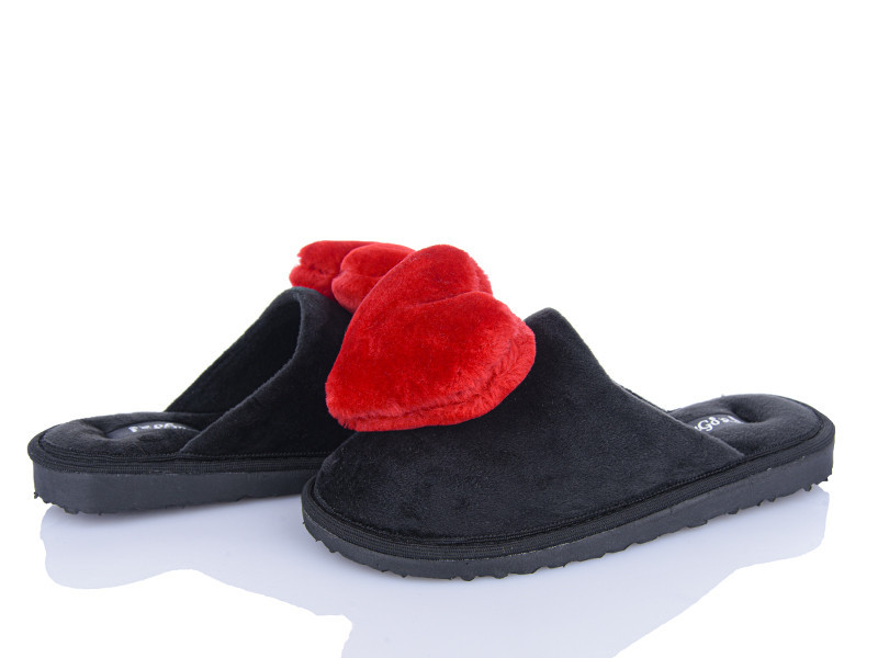 Тапочки велюровые черные  женские закрытые с красным сердечком, все размеры 41 Одесса - изображение 8