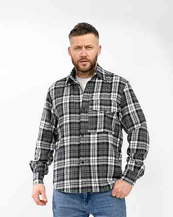 Чоловіча повсякденна картата сорочка турецький котон фланель Чорний, 54/56 Одеса