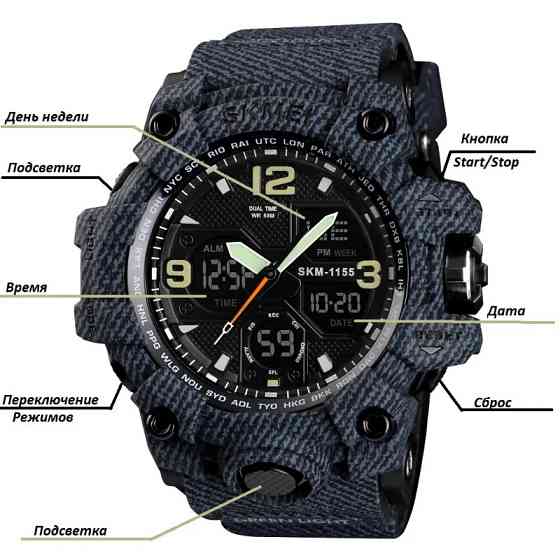 Чоловічий годинник Skmei Hamlet 1155 Темний джинс Вінниця