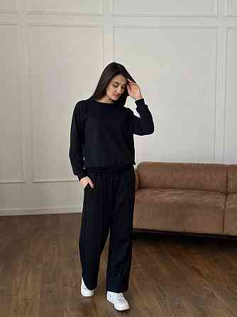 Жіночий спортивний костюм із широкими штанами Чорний XS/S Харків