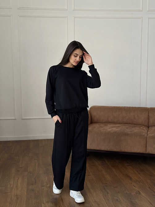 Жіночий спортивний костюм із широкими штанами Чорний XS/S Харків - фото 3