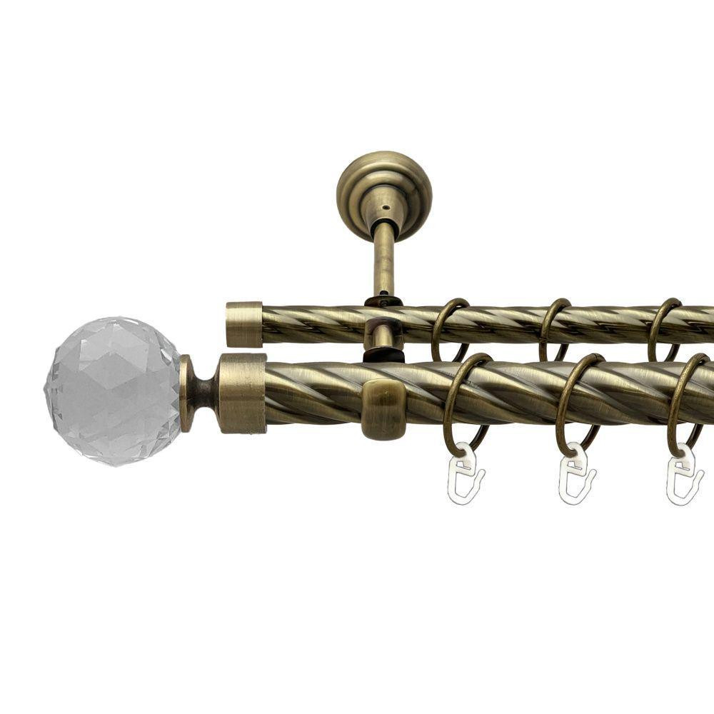 Карниз Orvit Люміера металевий дворядний відкритий скручена труба кільце металеве Антик 25\16 мм 240 см (00-00018075) Львів - фото 1