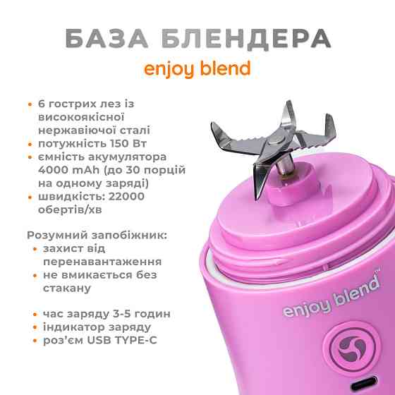 Портативный блендер ENJOY BLEND 63738436 лиловый (фиолетовый) 63738436 Одесса