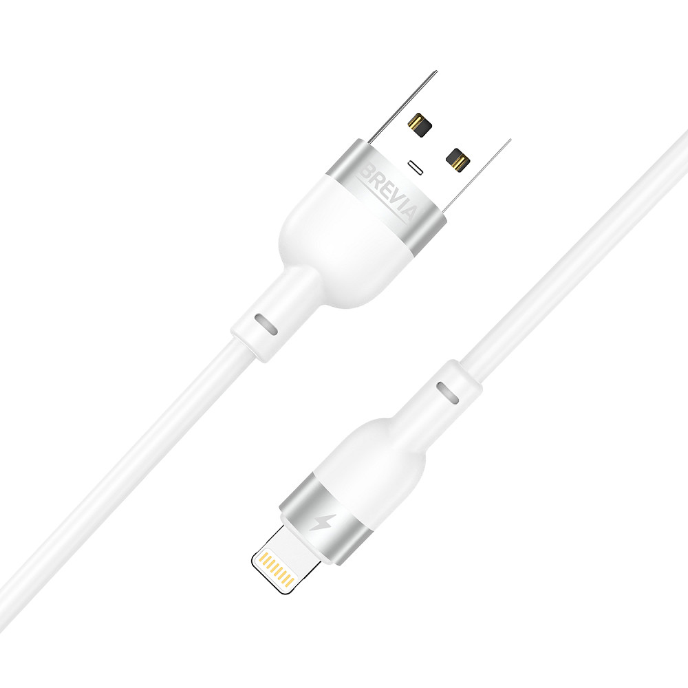 Кабель Brevia USB to Lightning 2,4A 1,2м, білий ZIP (52120WULZ1) Львів - фото 2