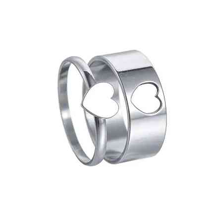 Парные кольца с сердечком – набор в серебристом цвете Киев