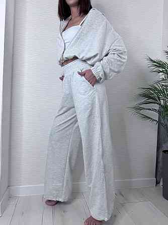 Женский прогулочный костюм тройка: кофта топ и штаны  двунить + микродайвинг Серый, 46/48 Одесса