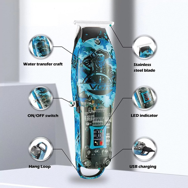 Модний машинка для стрижки волосся VGR, Гострі професійні машинки для стрижки волосся WM-96 Івано-Франківськ - фото 7