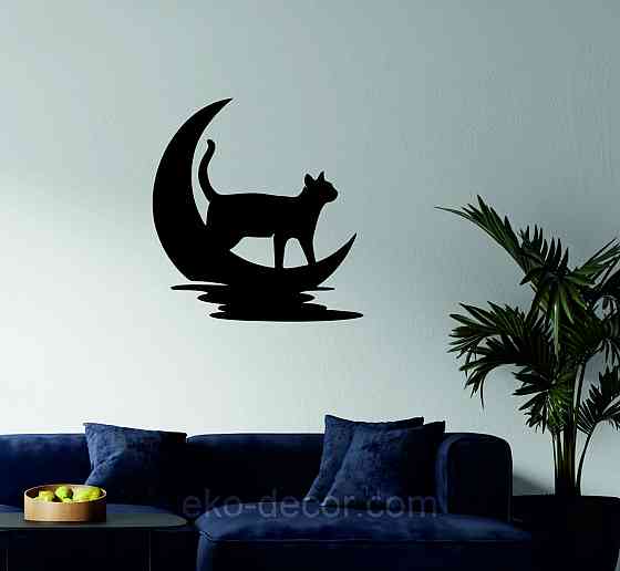 Декоративное настенное 3D Панно «Кот» Декор на стену с объемом 90*84 см, Черный Киев