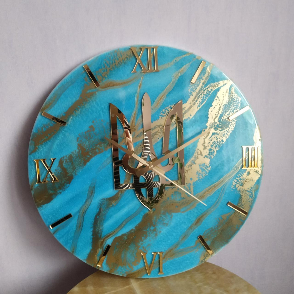 Часы настенные 40 см из эпоксидной смолы ручной работы Днепр - изображение 3