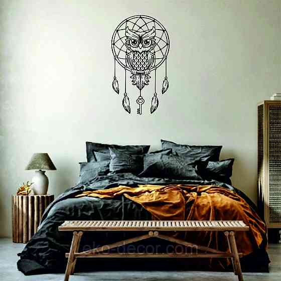 Декоративне настінне Панно «Ловець снів» Декор на стіну 70*40 см, Чорний Київ