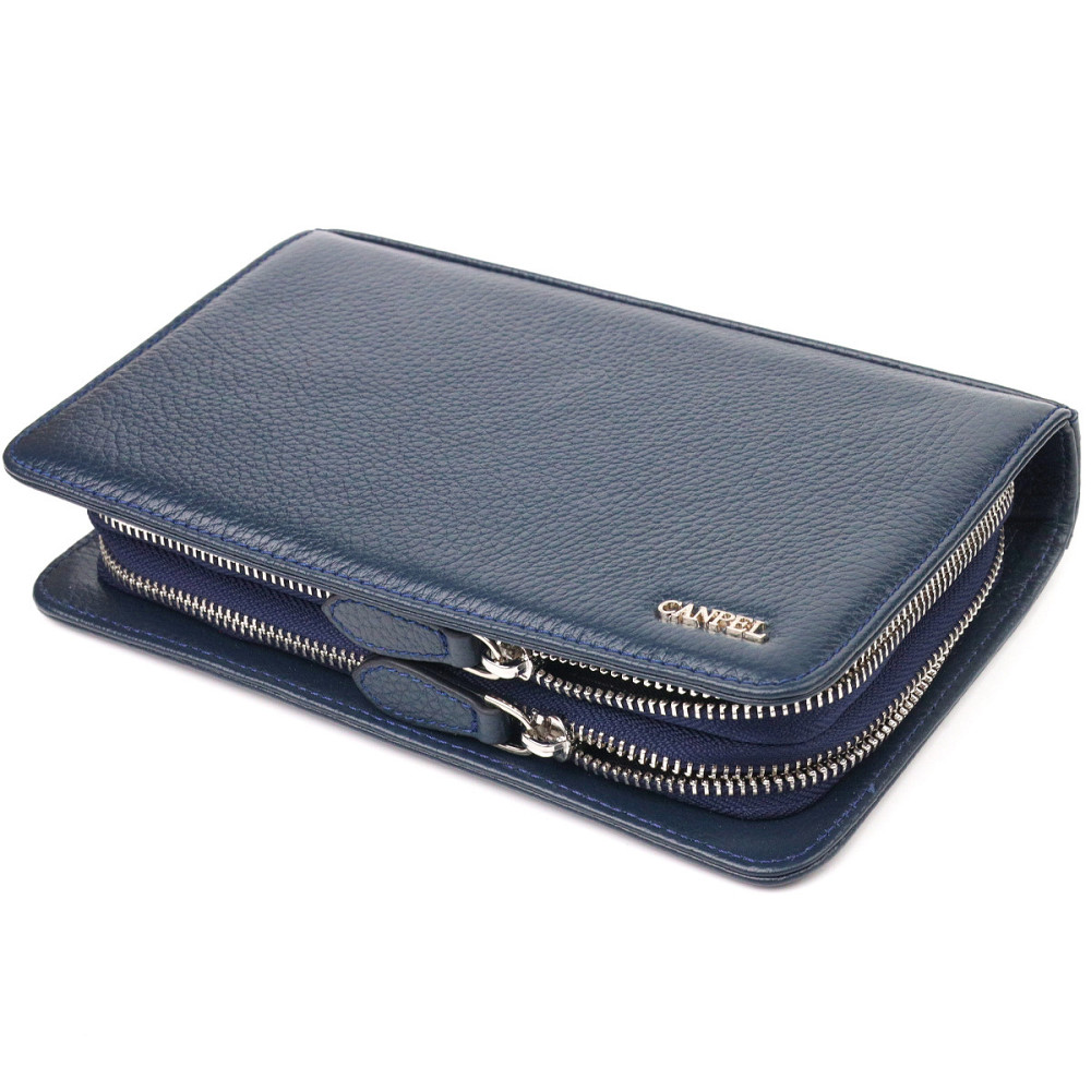 Відмінна чоловіча барсетка на два відділення з натуральної зернистої шкіри Синя (CANPELLINI) Київ - фото 9