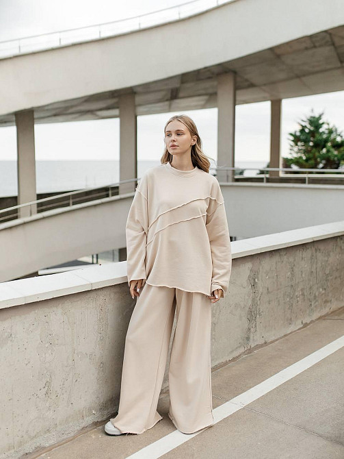 Женский стильный оверсайз костюм двойка: кофта и штаны турецкая трехнить петля пенье Таш Одесса - изображение 10
