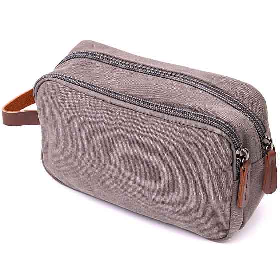 Удобная мужская барсетка на два отделения из качественного текстиля Серый (Vintage) Киев