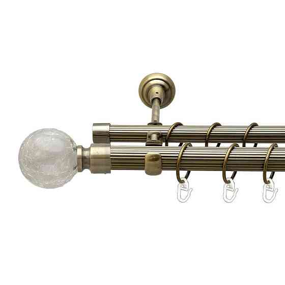 Карниз Orvit Сепія металевий дворядний відкритий рифлена труба кільце металеве Антик 25\19 мм 200 см Львов