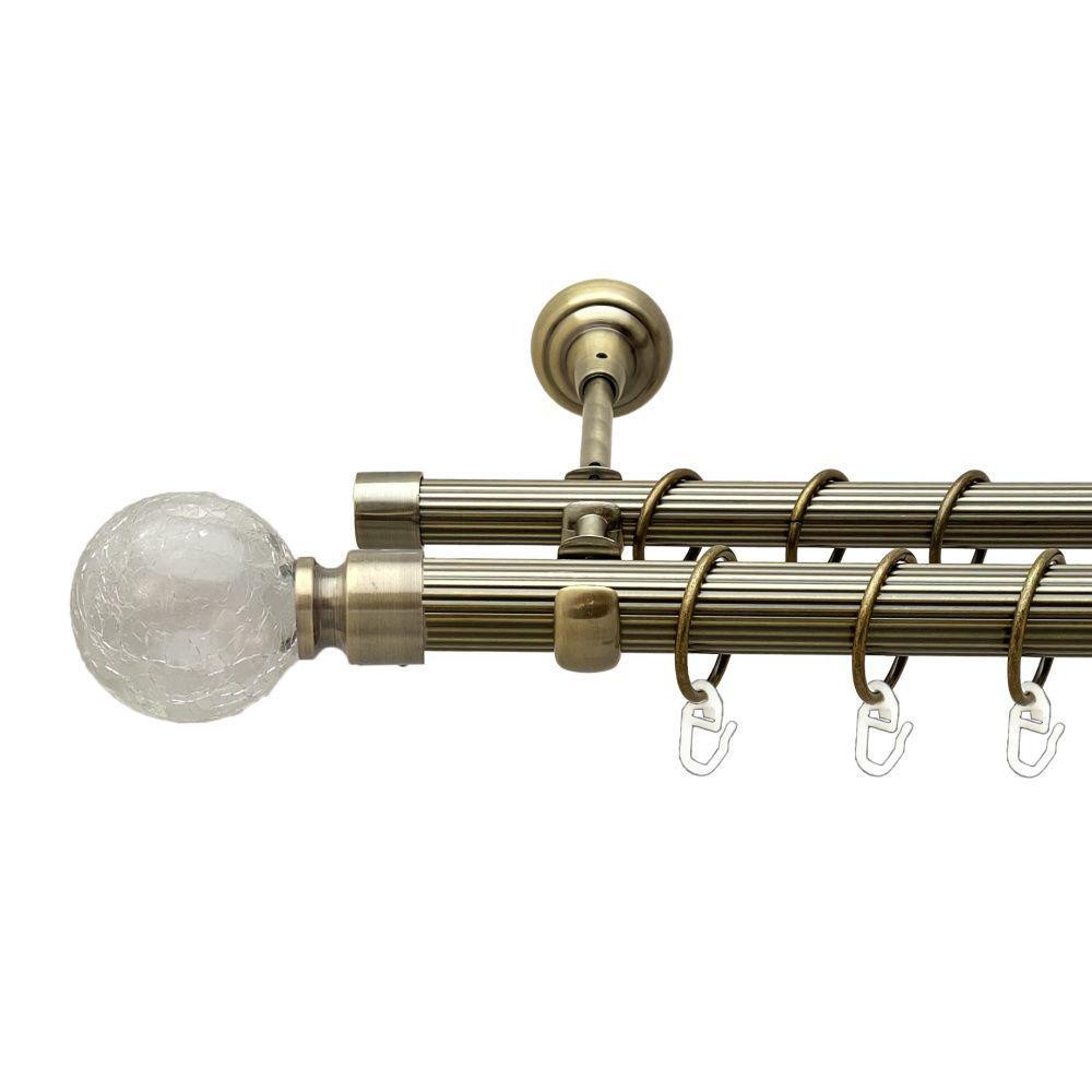 Карниз Orvit Сепія металевий дворядний відкритий рифлена труба кільце металеве Антик 25\19 мм 200 см Львов - изображение 1