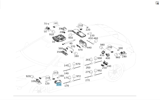 Mercedes-Benz  A0028201401 Плафон у передній дверній карті C-Class Coupe C205 C-Class Cabrio A205 E-Class Coupe C207 E-class Cabriolet A207 ML/GLE Одеса