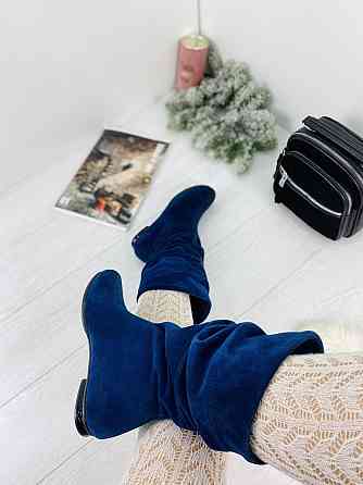 Nivelle Напівчоботи жіночі NIVELLE сині натуральна замша з хутром висота 24см обхват 34-36см (2 Коломыя