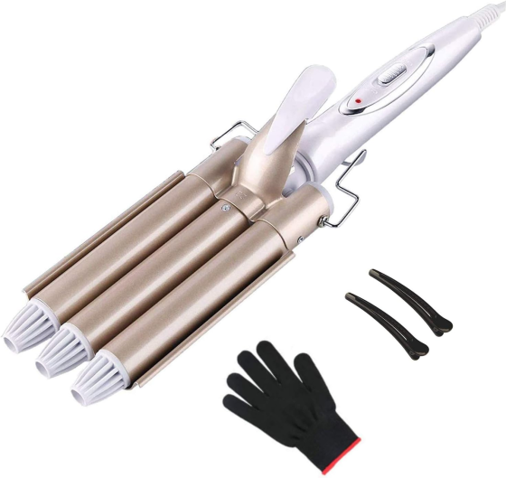Тройная плойка TOP4EVER Wave Iron 22 мм, керамическая, 170/220°C, быстрый нагрев 28 с, бело-золотая Киев