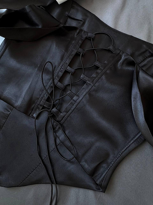 Жіночий класичний романтичний корсет щільний атлас на підкладці Одеса - фото 6