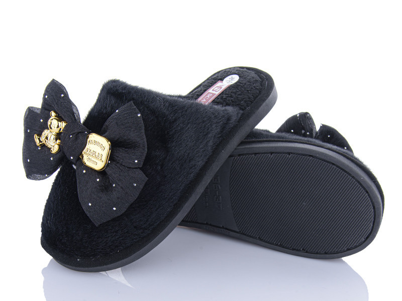 Тапочки закрытые домашние женские теплые с бантом Черный, 38 Одесса - изображение 8