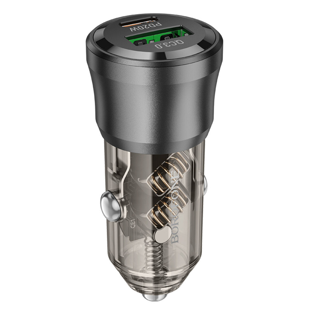 Автомобільний зарядний пристрій BOROFONE BZ25 Journey PD38W(1C1A) car charger Transparent Black (6941991106965) Киев - изображение 3