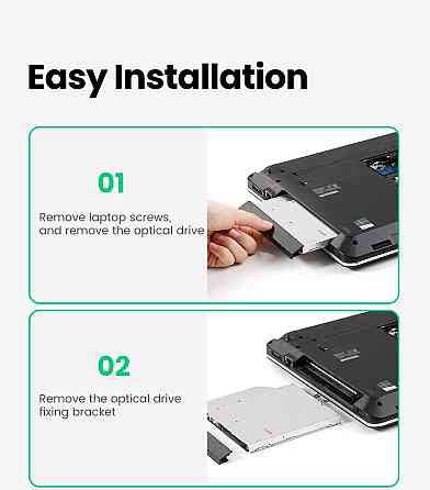 Кишеня-адаптер Ugreen CM322 9.5мм для підключення 2.5" HDD/SSD SATA 3.0 в ноутбук 70657 Николаев