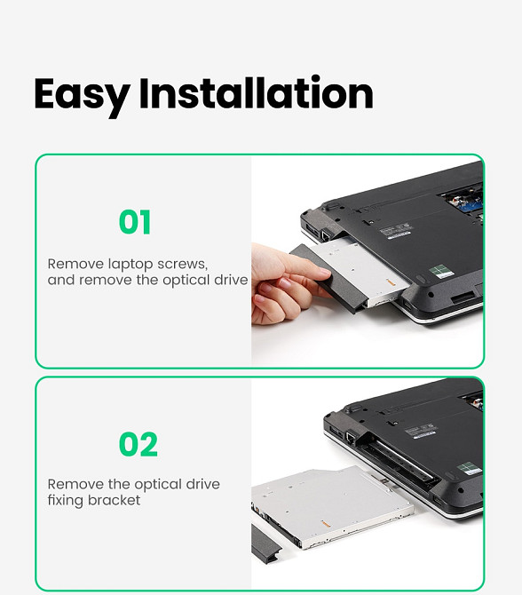 Кишеня-адаптер Ugreen CM322 9.5мм для підключення 2.5" HDD/SSD SATA 3.0 в ноутбук 70657 Миколаїв - фото 6