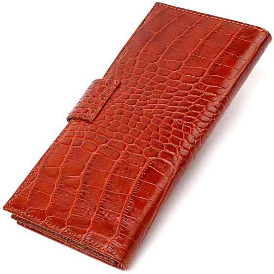 Ультрамодный кошелек для мужчин из натуральной кожи с тиснением под крокодила Рыжий (CANPELLINI) Киев