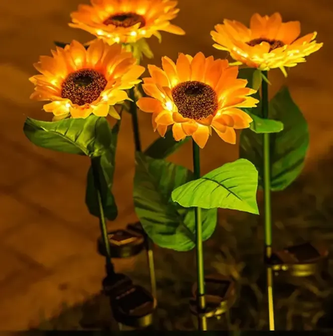 Садовый светильник на солнечной батарее Подсолнечник, 75 см, Теплый белый / Газонный светодиодный фонарь Коломия - фото 1