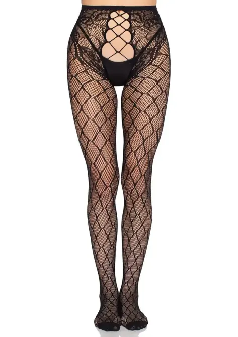 Колготки Leg Avenue Net Tights with Crotchless Panty One Size Black Львов - изображение 4